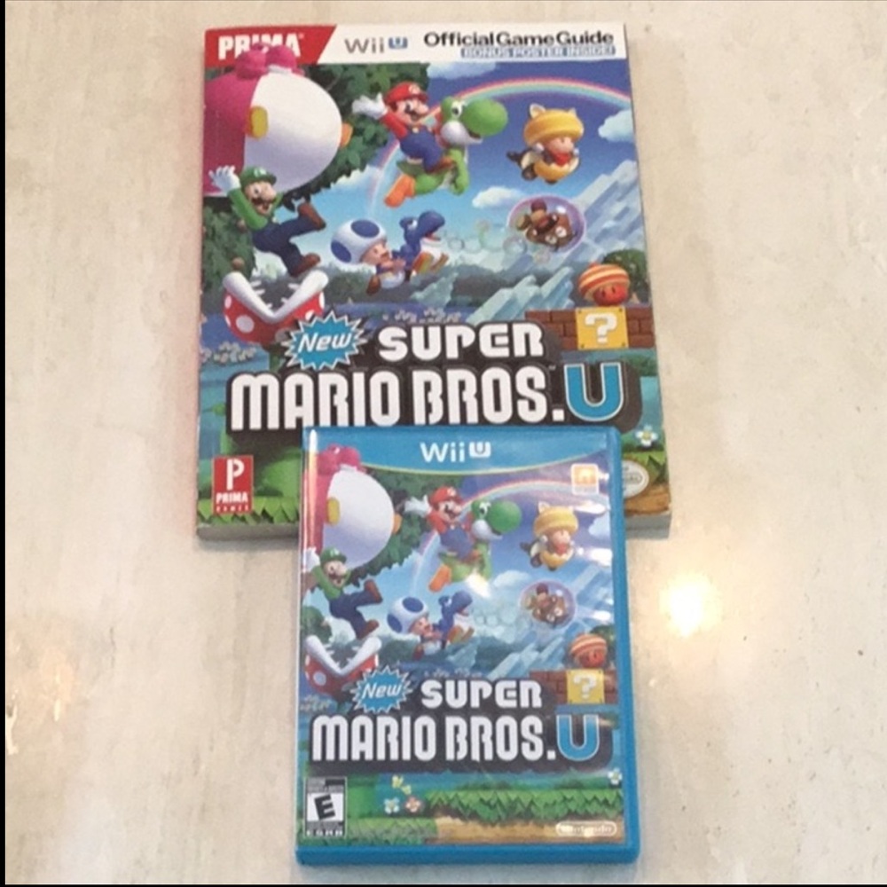 New Super Mario Bros U Nintendo Wii U Game & Official Strategy Guide Tested CIB